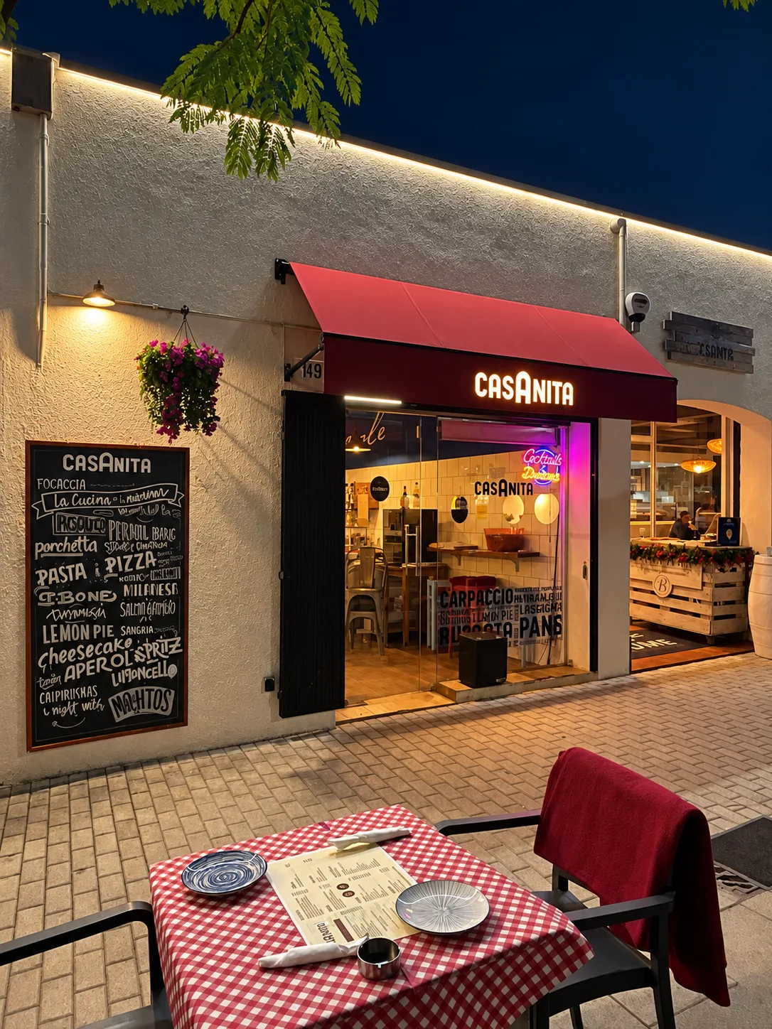Restaurante Casanita bajo la noche estrellada
